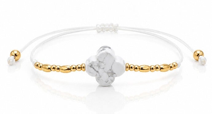 Bracelet doré – Howlite blanche