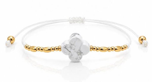 Bracelet doré – Howlite blanche