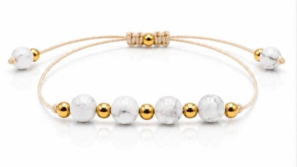 Bracelet doré – Howlite blanche