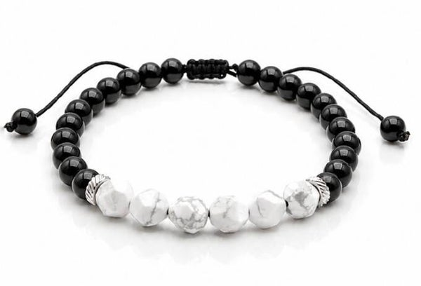 Bracelet – Howlite blanche & Onyx