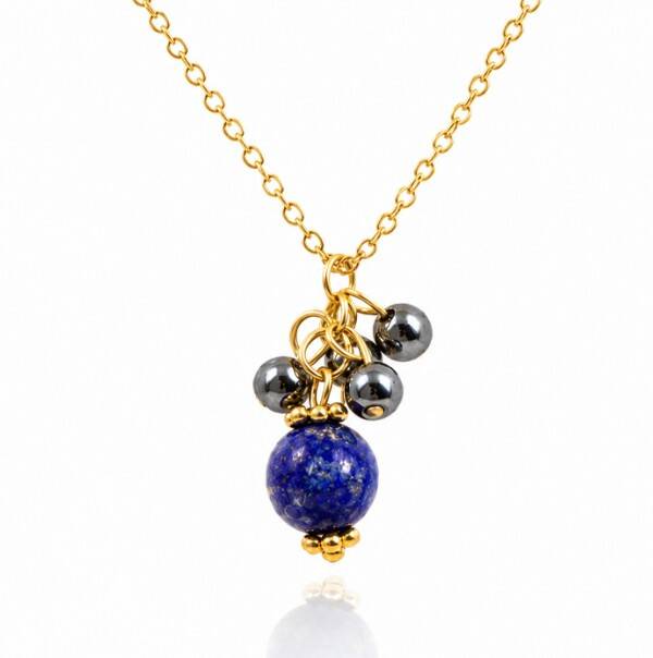 Collier doré – Hématite & Lapis-lazuli