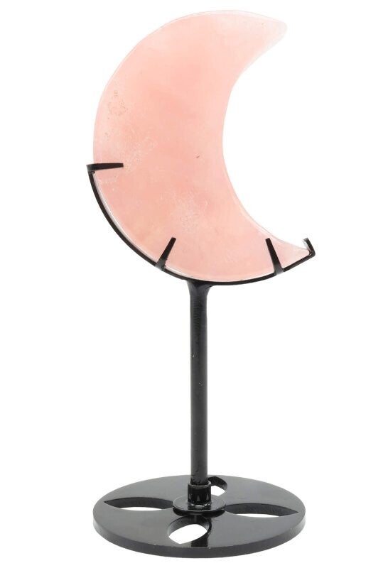 Lune en Quartz Rose sur socle
