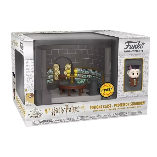 Figurine Mini Moments Harry Potter de Slughorn Potions Class version CHASE, mesure environ 23cm. Produit officiel par Funko.