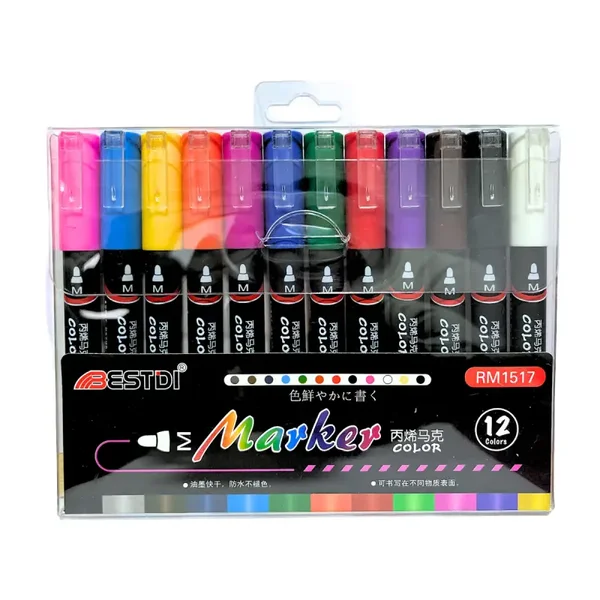 Marqueurs acryliques 12 couleurs pour toutes les surfaces