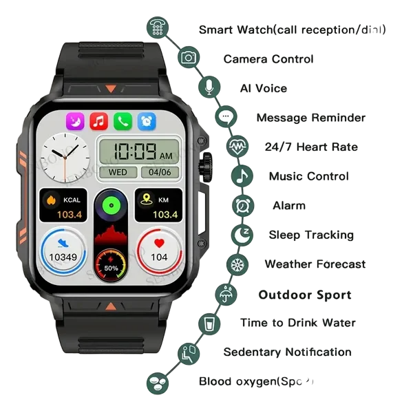 Montre intelligente SENBONO pour hommes et femmes, avec appel sans fil