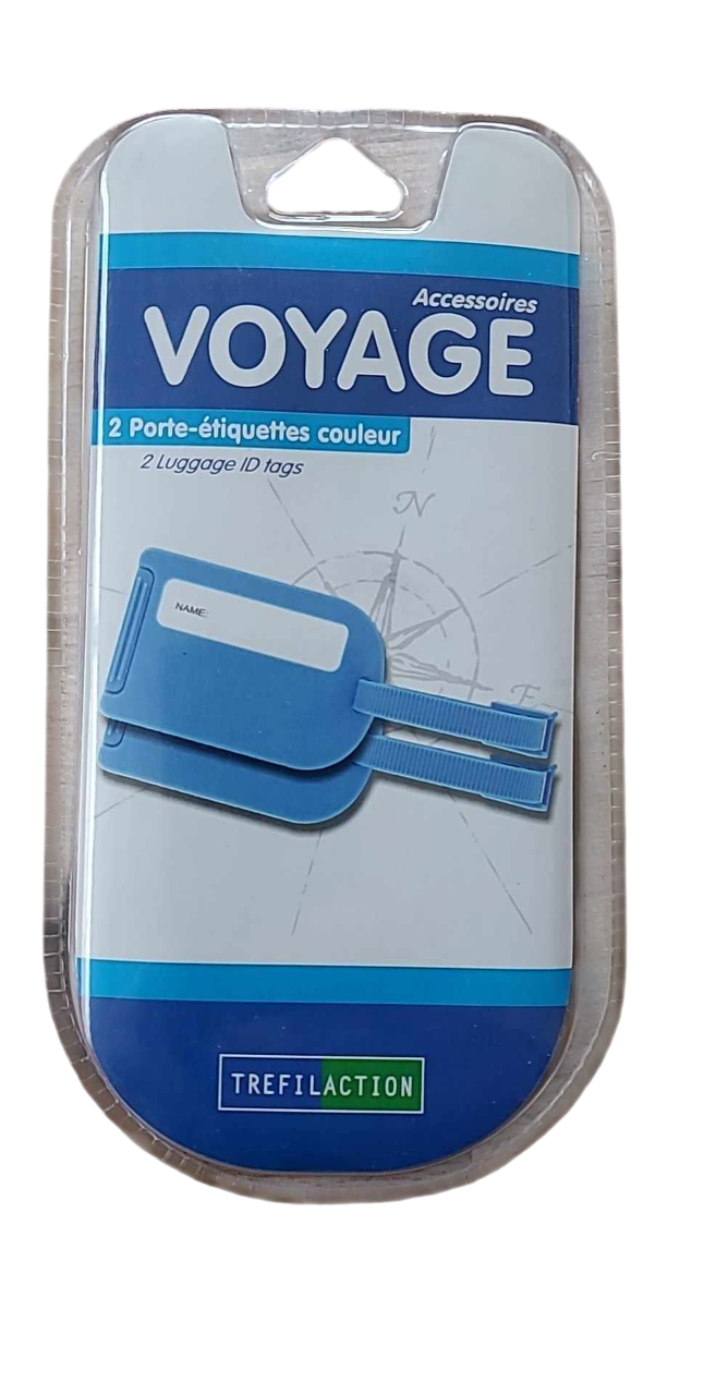 X2 Porte Étiquettes pour bagages  de couleur bleu