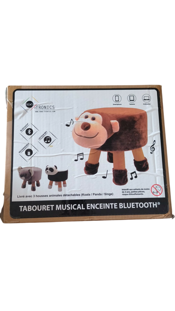 TABOURET MUSICAL ENCEINTE BLUETOOTH ,Singe, Koala, Panda