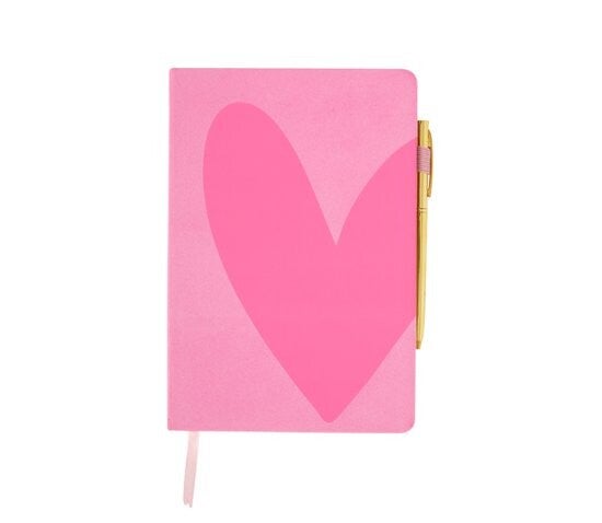 Carnet de notes Rose avec coeur | 160 pages avec stylo