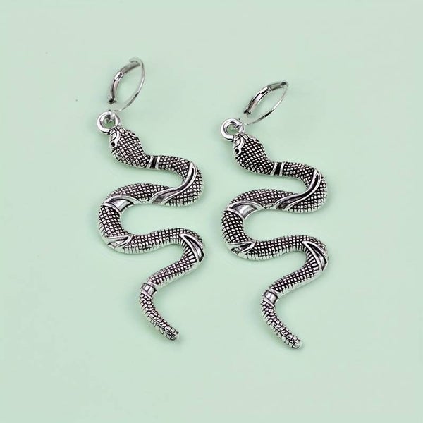Boucles d'oreilles Serpent Noir/Argent