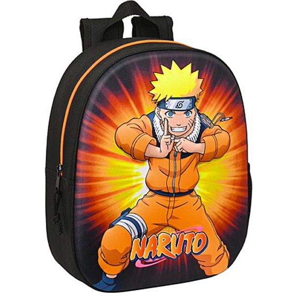 Sac à dos scolaire Naruto 3D noir et orange 27 x 33 x 10 cm