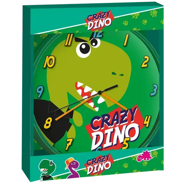 Horloge murale - dinosaure crazy dino - vert - 25 cm