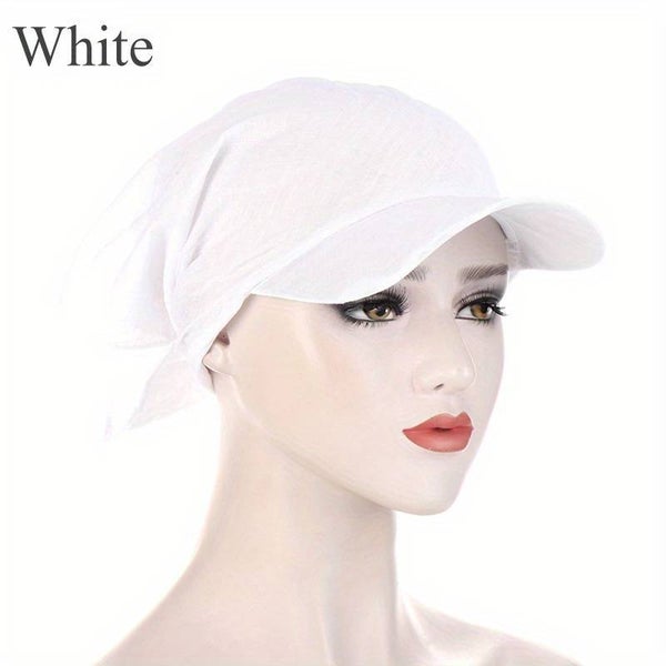 Tête Écharpe Casquette De  Couleur Blanc À Lacets Turban Tête Enveloppes Décontracté Été Pare-soleil Pour Les Femmes