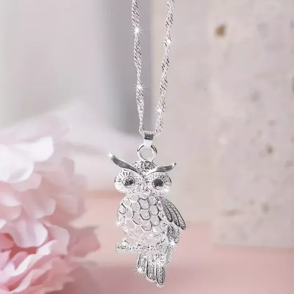 Collier pendentif animal Zircon hibou personnalité pour femme