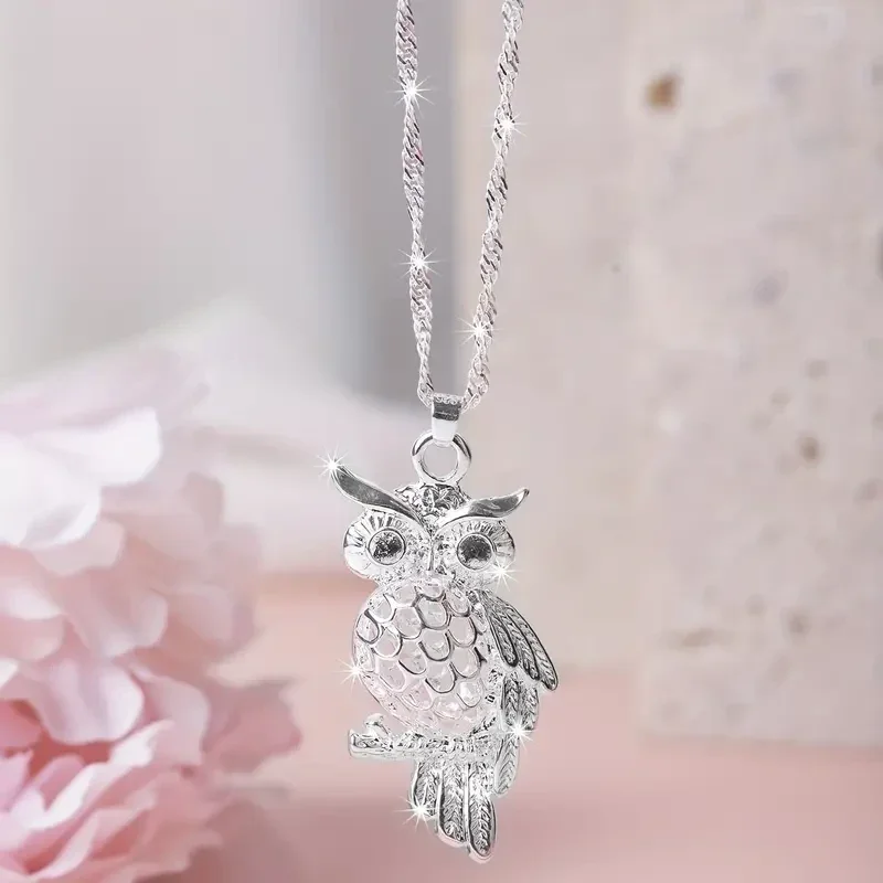 Collier pendentif animal Zircon hibou personnalité pour femme