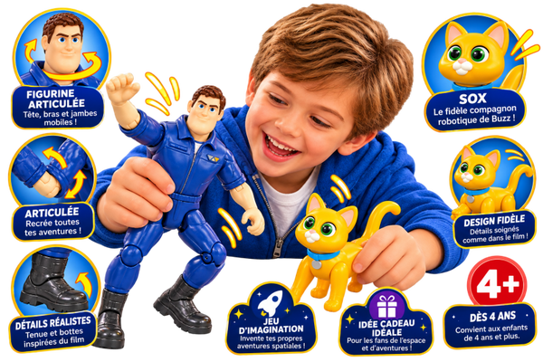 🚀 Figurines Buzz l’Éclair et Sox – Disney Pixar Lightyear – Mattel