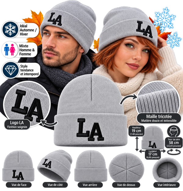 🩶  Bonnet LA Gris Mixte Homme & Femme