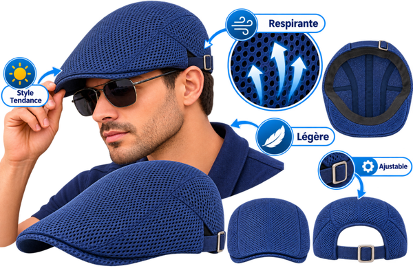 🧢 Casquette Béret Respirante Bleue