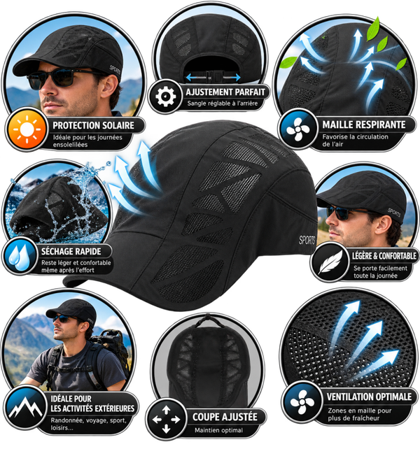 🧢 Casquette Béret en Maille Respirante Homme – Noir