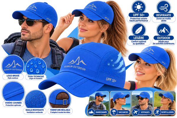 🧢 Casquette de Baseball Outdoor UPF 50+ – Bleu