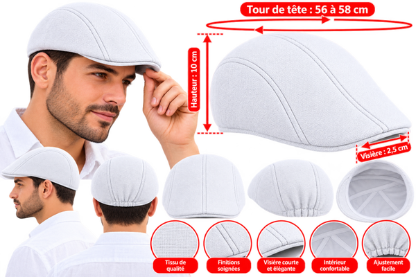 🤍 Casquette Plate Blanche Homme – Élégance Chic & Style Intemporel