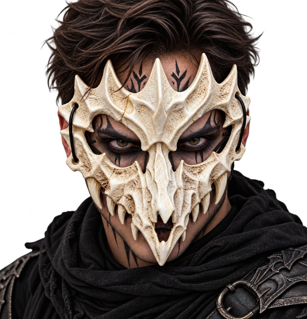Masque demi crâne de dragon, accessoire d'Halloween