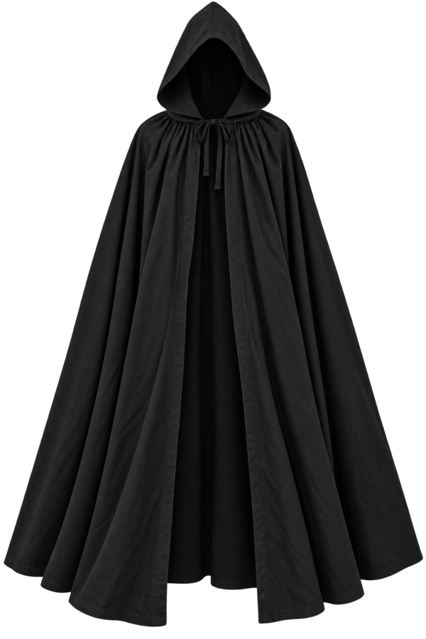 Cape noire à capuche – Longueur 180 cm