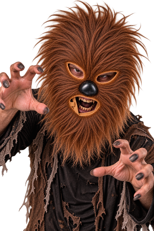 🐺 Masque Monstre Poilu Marron – p’tit clown