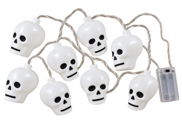 💀 Guirlande Têtes de Mort Halloween – 10 LED – 2,7 m