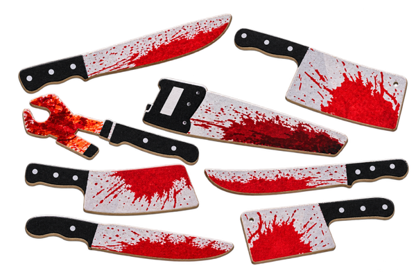 🔪  Décor de table Halloween en bois x8