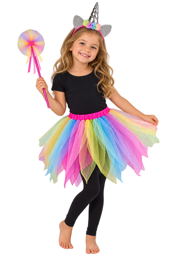 🦄 Set Licorne Enfant – Tutu, Serre-Tête & Baguette