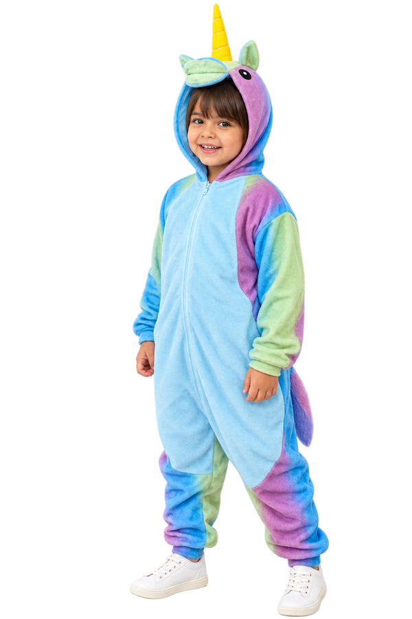 🦄 Costume Kigurumi Licorne Enfant – Combinaison 120–130 cm → environ 7–9 ans