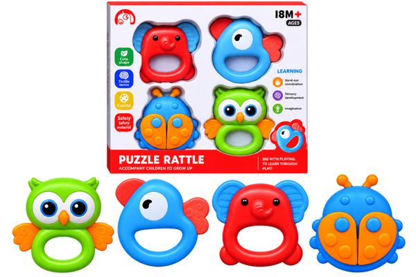 Set de 4 Hochets Puzzle pour Bébé