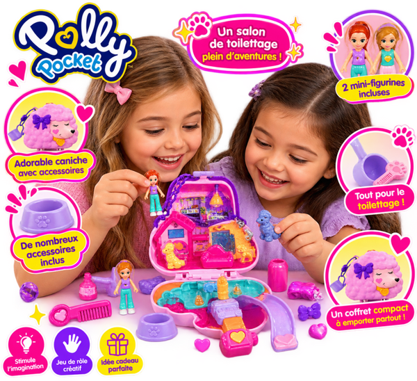 Polly Pocket – Coffret Groom & Glam Poodle Compact 🐩💖