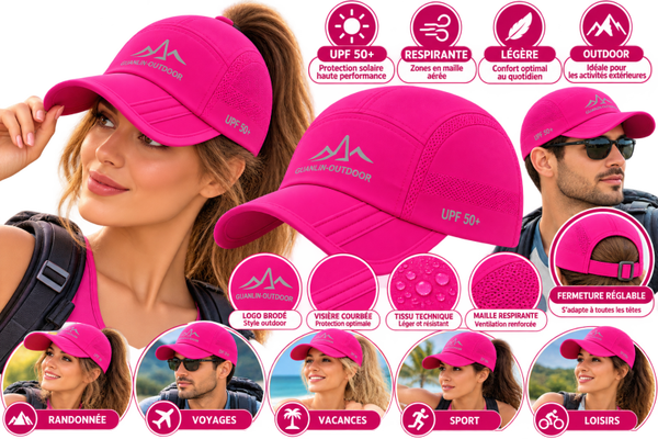 🧢 Casquette Outdoor UPF 50+ – Rose Fuchsia