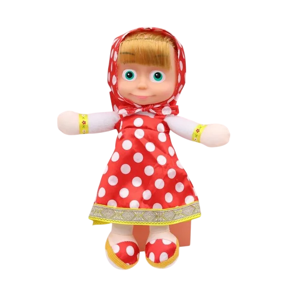 Peluche fillette Masha et Michka (Rouge)