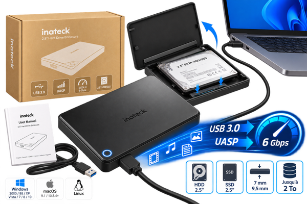 💾 Boîtier Disque Dur Externe Intenso – Stockage Portable