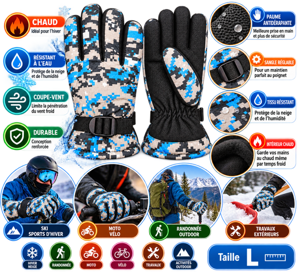 🧤 Gants Camouflage Bleu – Taille L