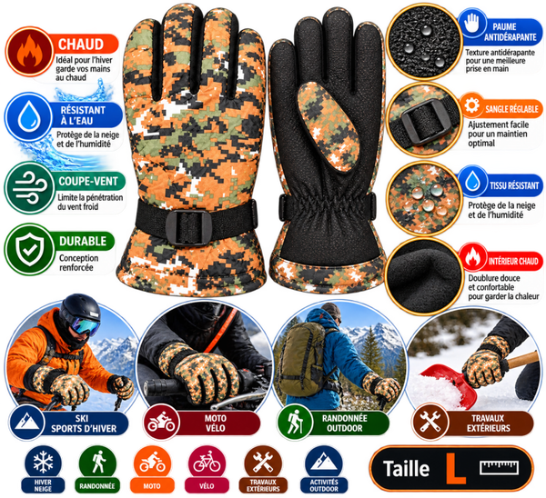 🧤 Gants Camouflage Hiver – Taille L