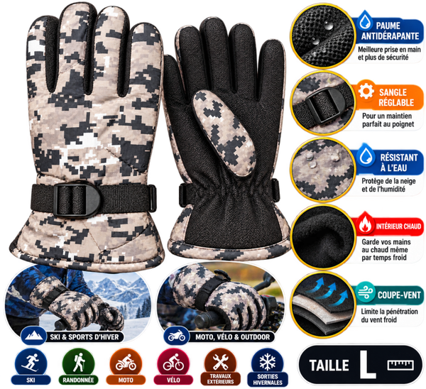 🧤 Gants Camouflage Hiver – Taille L