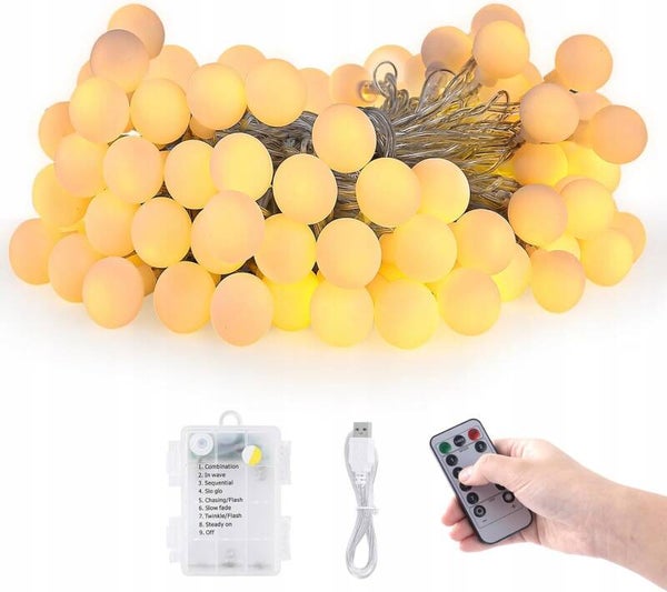 Batterie de guirlande LED Chaîne de lumières de Noël 15m 100 Balls