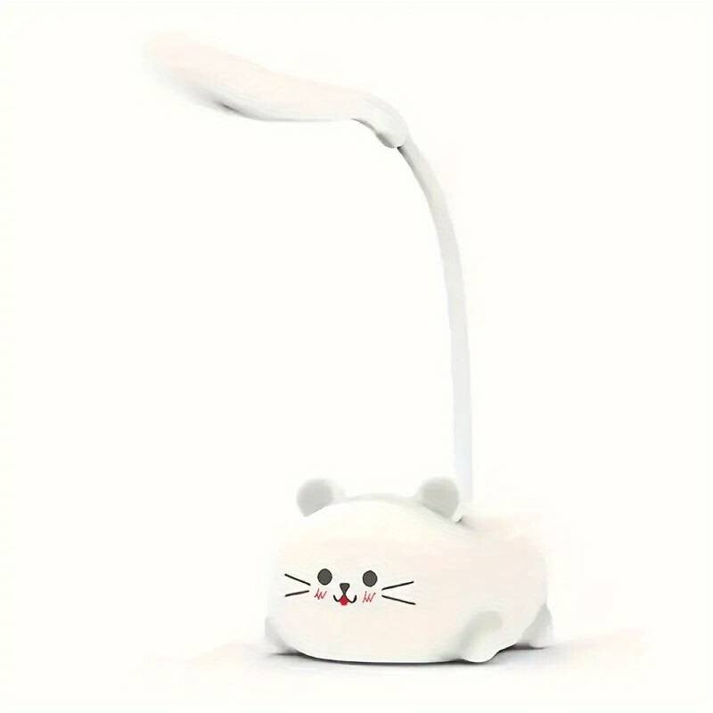 Lampe De Table Réglable, Veilleuse Mignonne De Chat Blanc