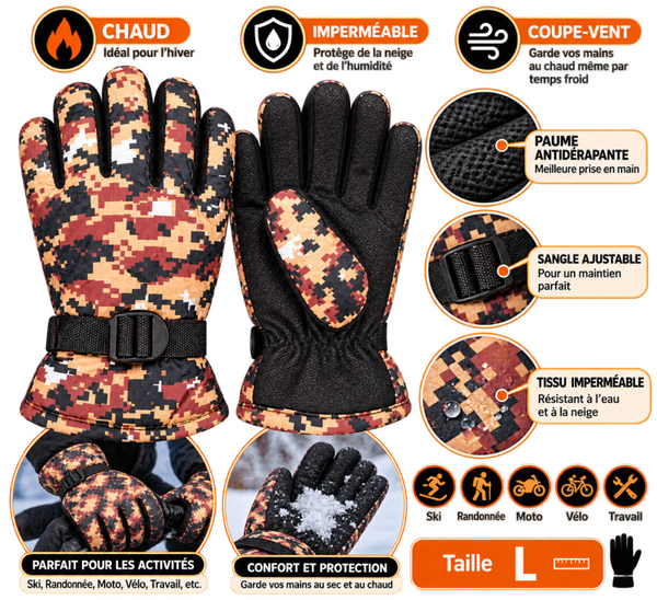🧤 Gants Camouflage Hiver – Taille L