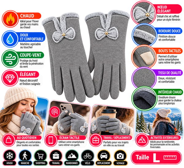 🧤 Gants Femme en Tricot Gris – Élégants, Chauds & Tactiles