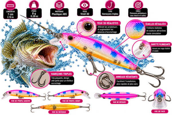 🎣 Leurre de pêche artificiel 9,5 cm – 9 g avec système sonore