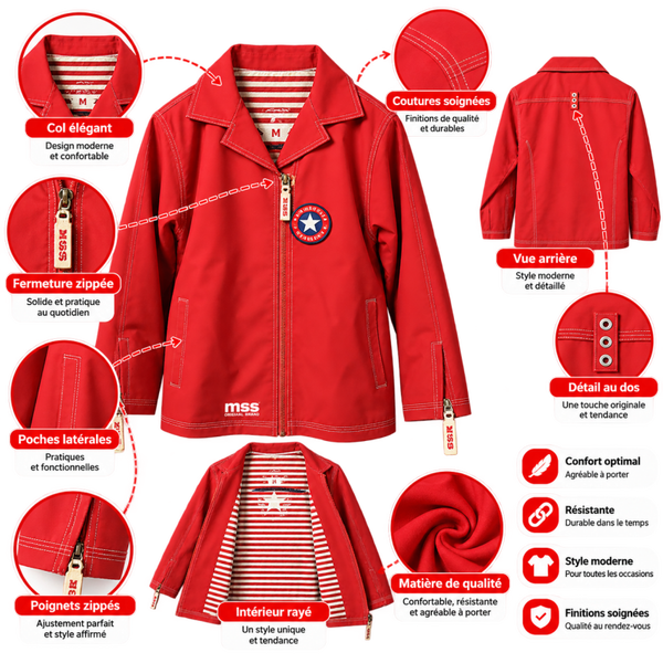🧥 Veste Miss Navy Bordeaux – Veste Enfant Style Moderne