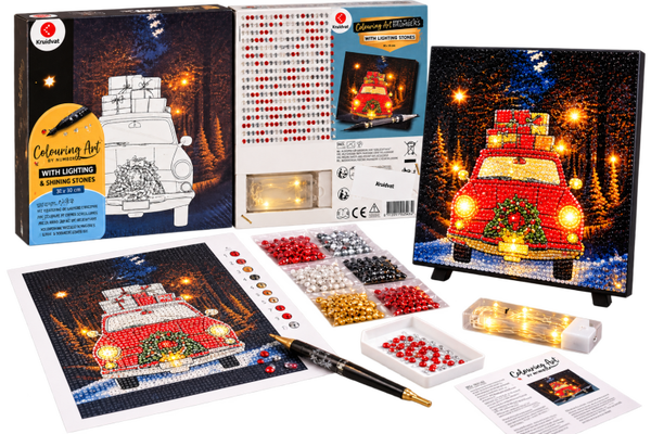 🎄 Kit Colouring Art by Numbers – Avec Éclairage & Pierres Scintillantes