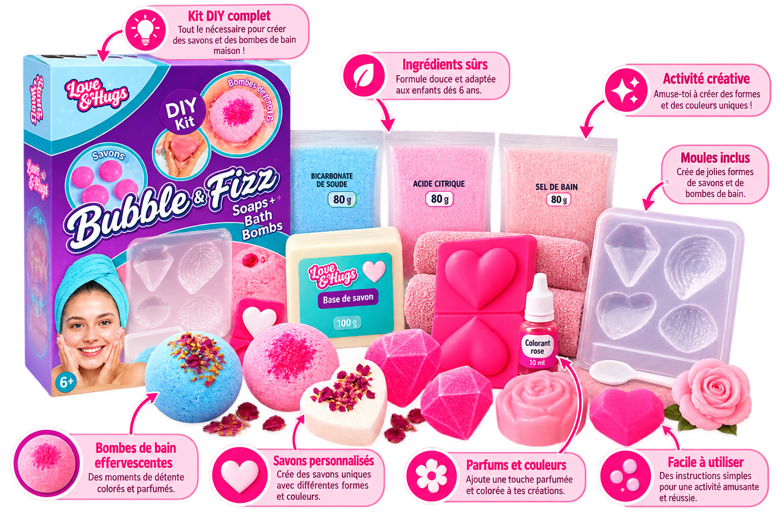 🛁 Kit DIY Bubble & Fizz – Fabrication de Savons & Bombes de Bain