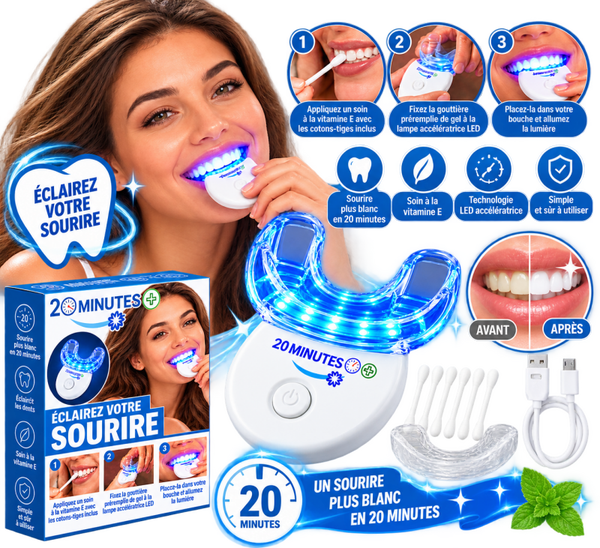 😁 Kit de Blanchiment Dentaire LED – Soin et Éclat du Sourire en 20 Minutes