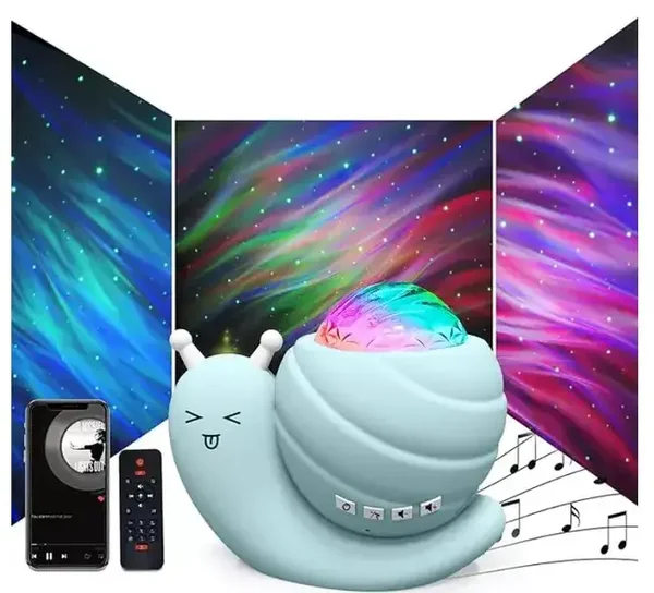 Lampe de projection de ciel étoilé d’escargot, haut-parleur Bluetooth, avec télécommande