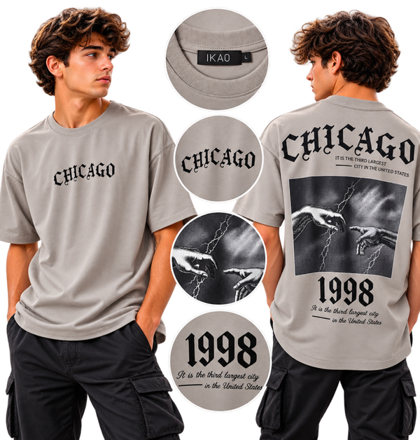 🏙️ Tee-Shirt Chicago Grey — Taille M
